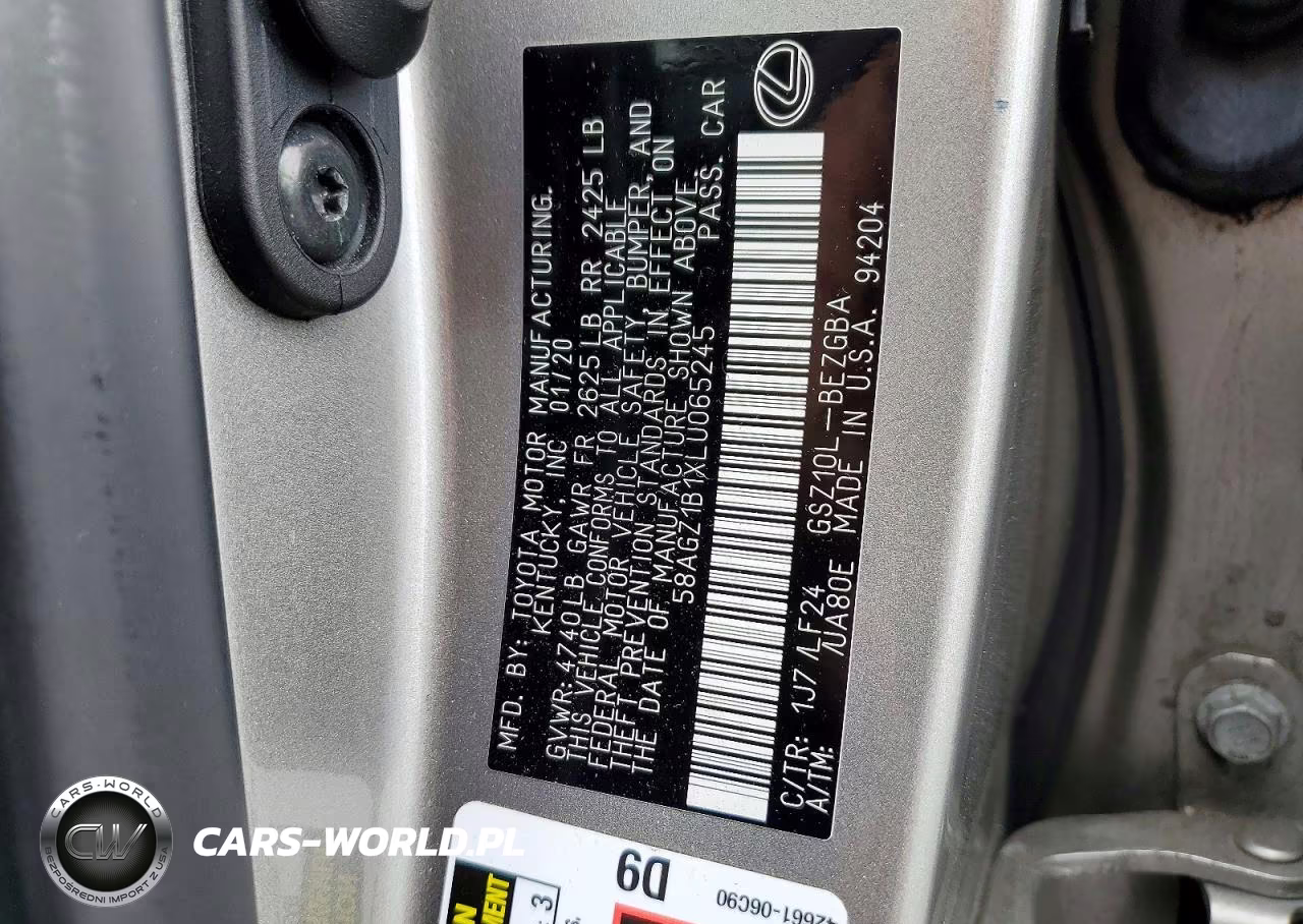 2020 Lexus Es 350 F Sport VIN:58AGZ1B1XLU065245 - 13