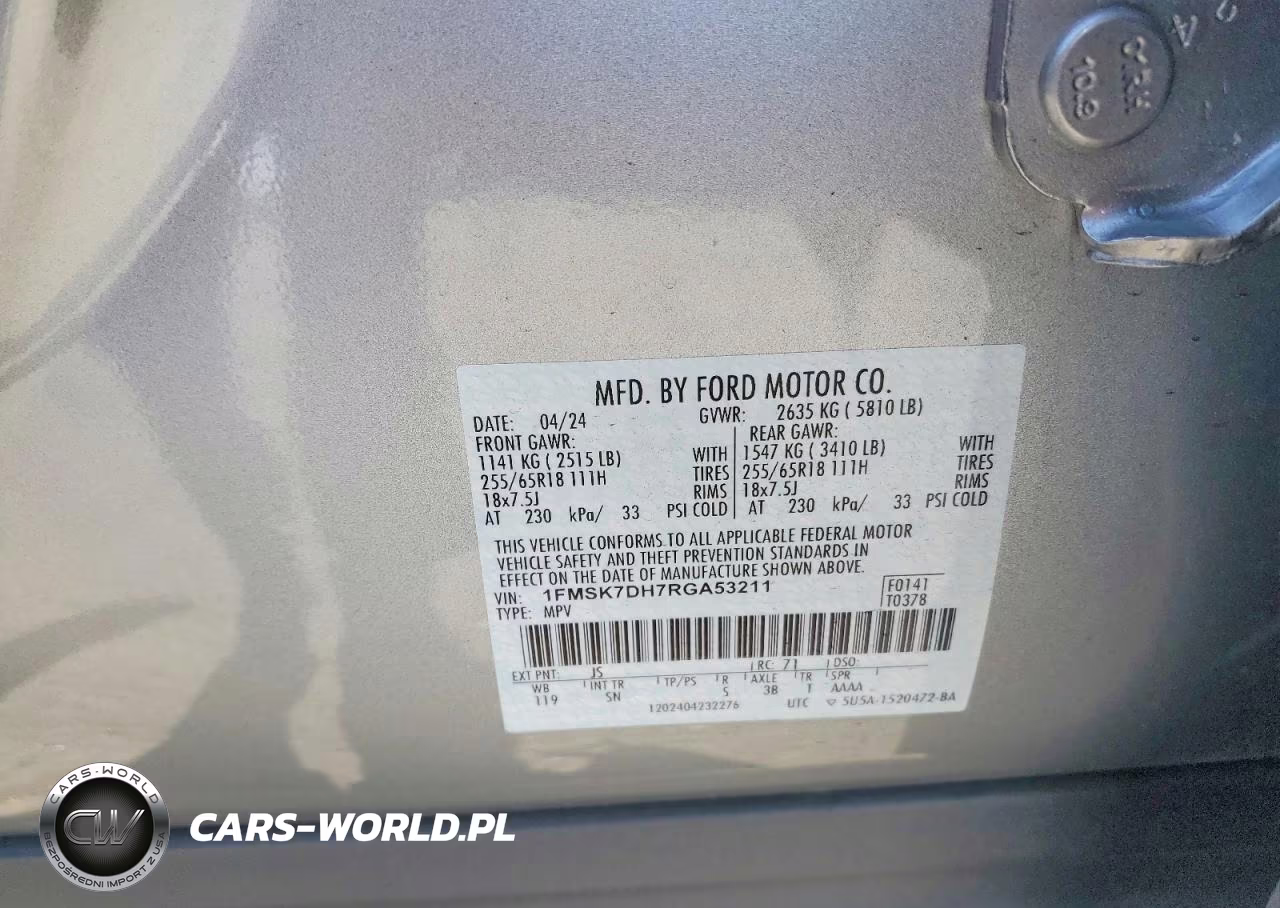 2024 Ford Explorer Xlt VIN:1FMSK7DH7RGA53211 - 12