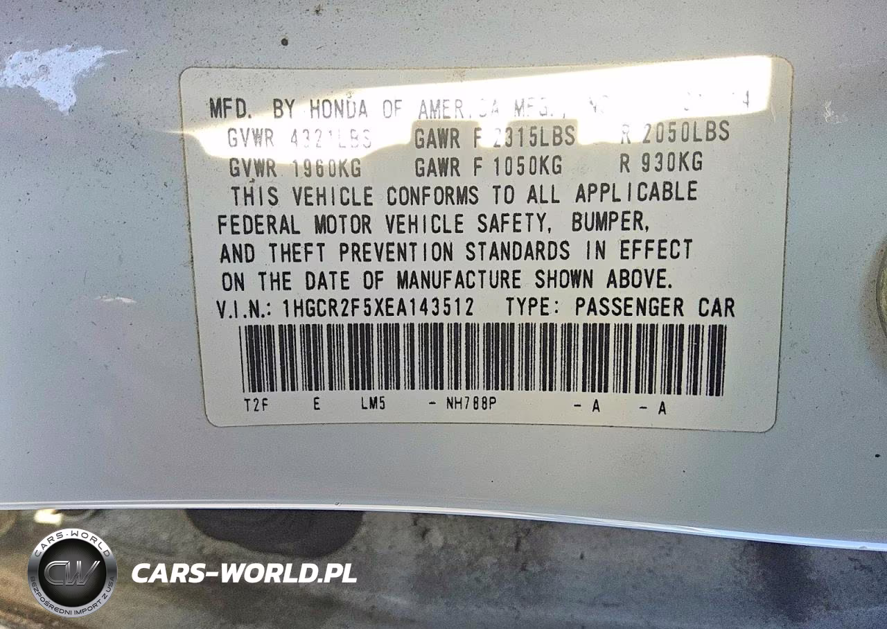 2014 Honda Accord Sport VIN:1HGCR2F5XEA143512 - 12