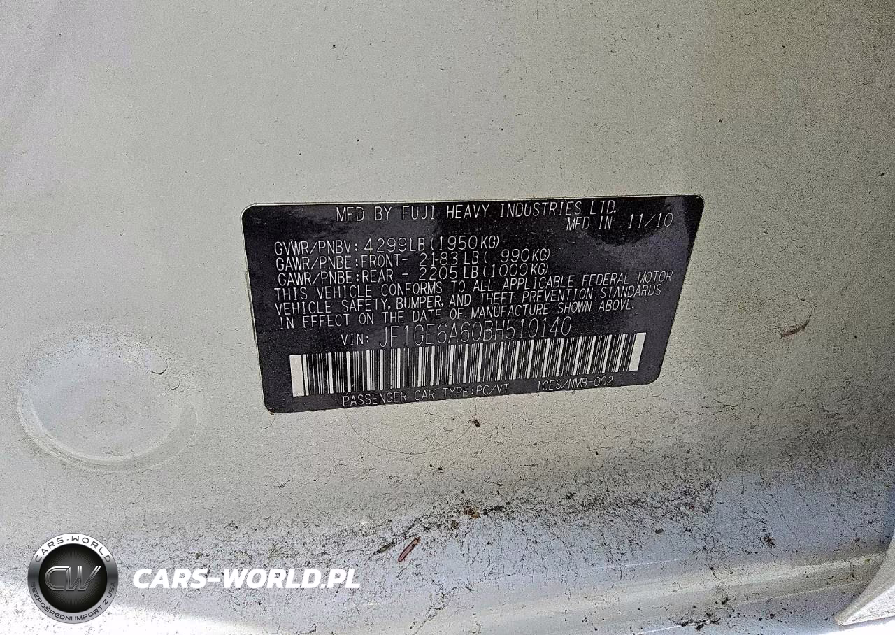 2011 Subaru Impreza 2.5I VIN:JF1GE6A60BH510140 - 12