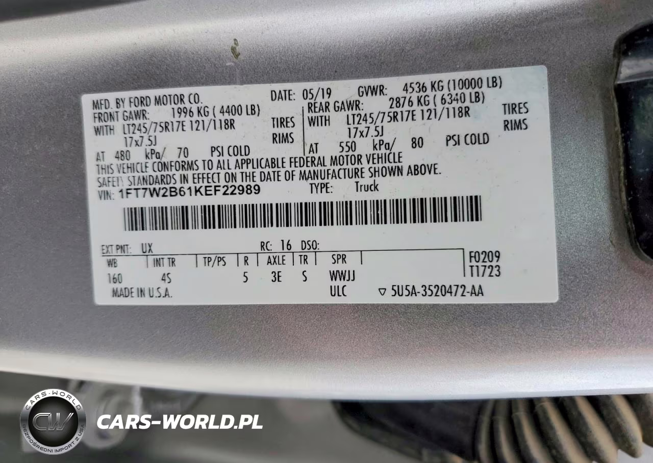 2019 Ford F250 Super Duty VIN:1FT7W2B61KEF22989 - 13