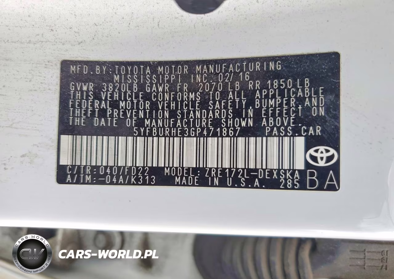 2016 Toyota Corolla S Plus VIN:5YFBURHE3GP471867 - 12