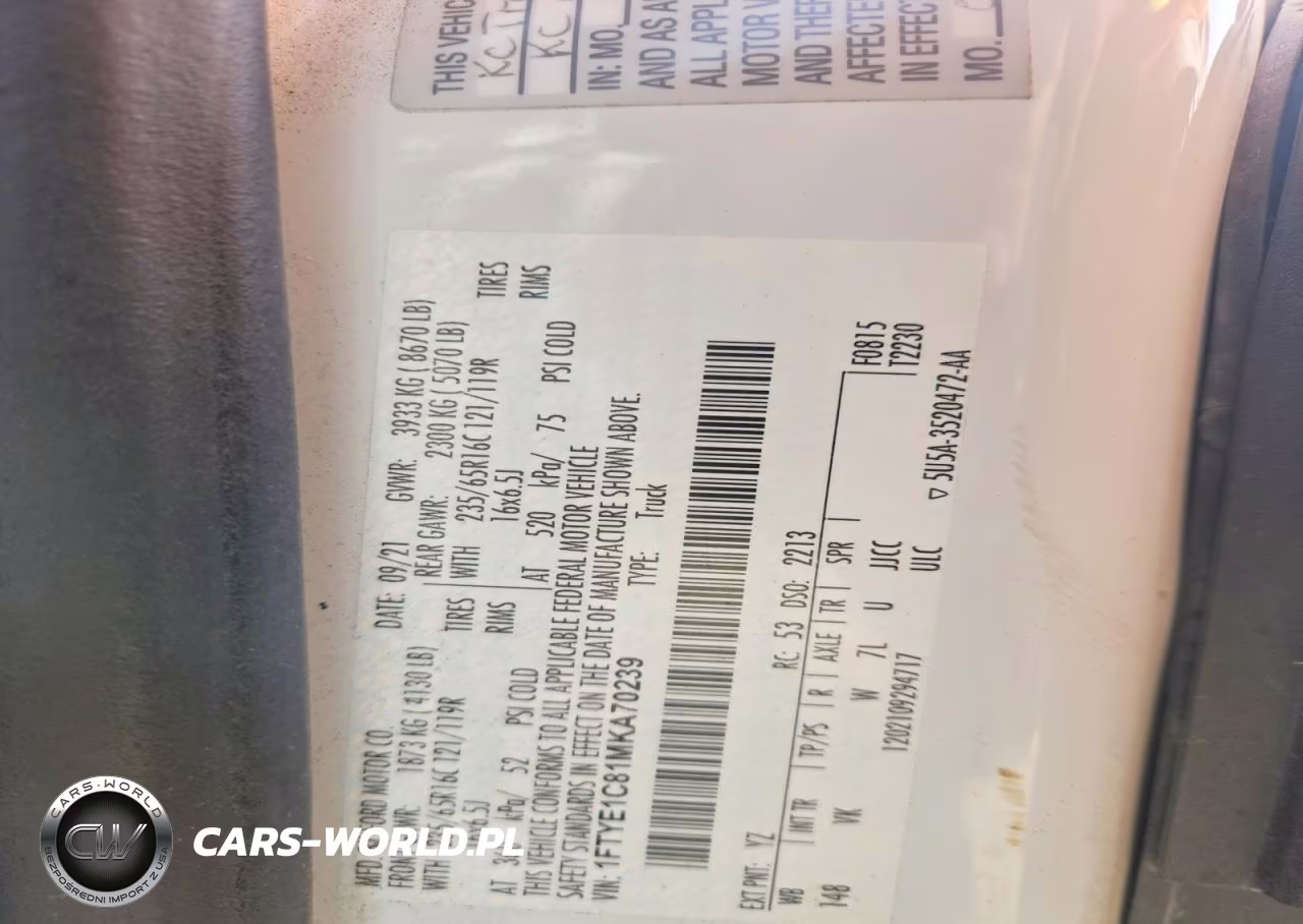 2021 Ford Transit T-150 VIN:1FTYE1C81MKA70239 - 13