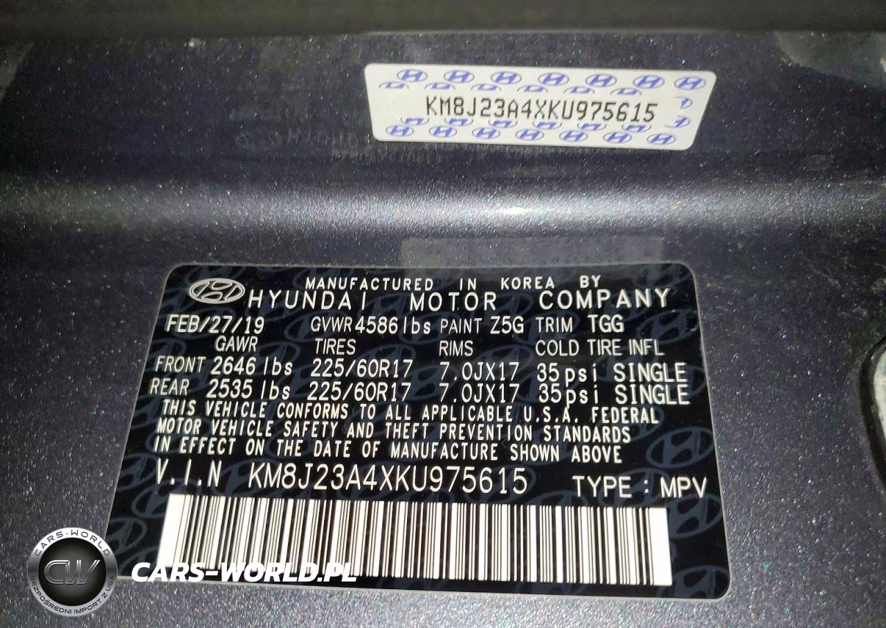 2019 Hyundai Tucson Se VIN:KM8J23A4XKU975615 - 13
