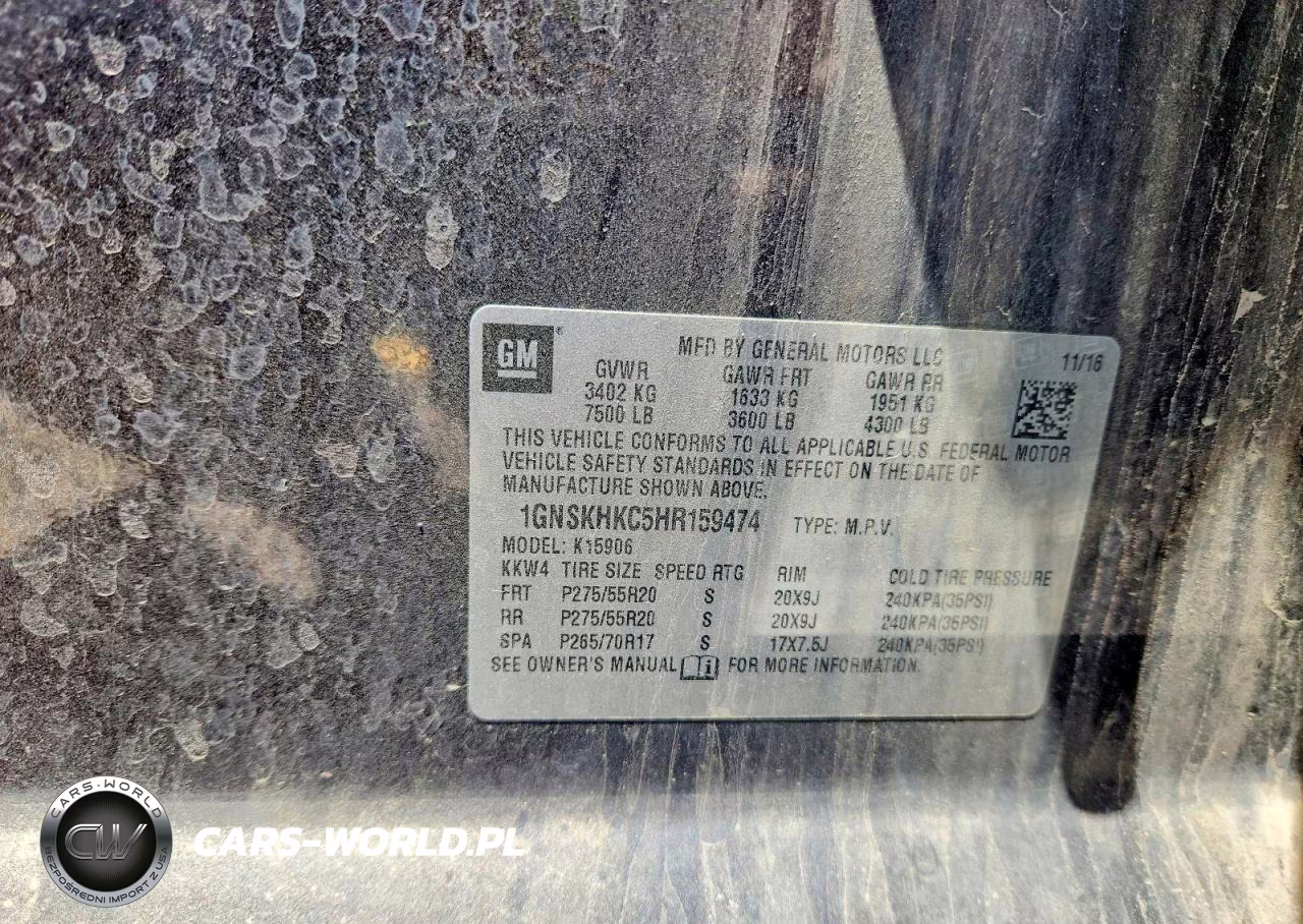 2017 Chevrolet Suburban K1500 Lt VIN:1GNSKHKC5HR159474 - 13