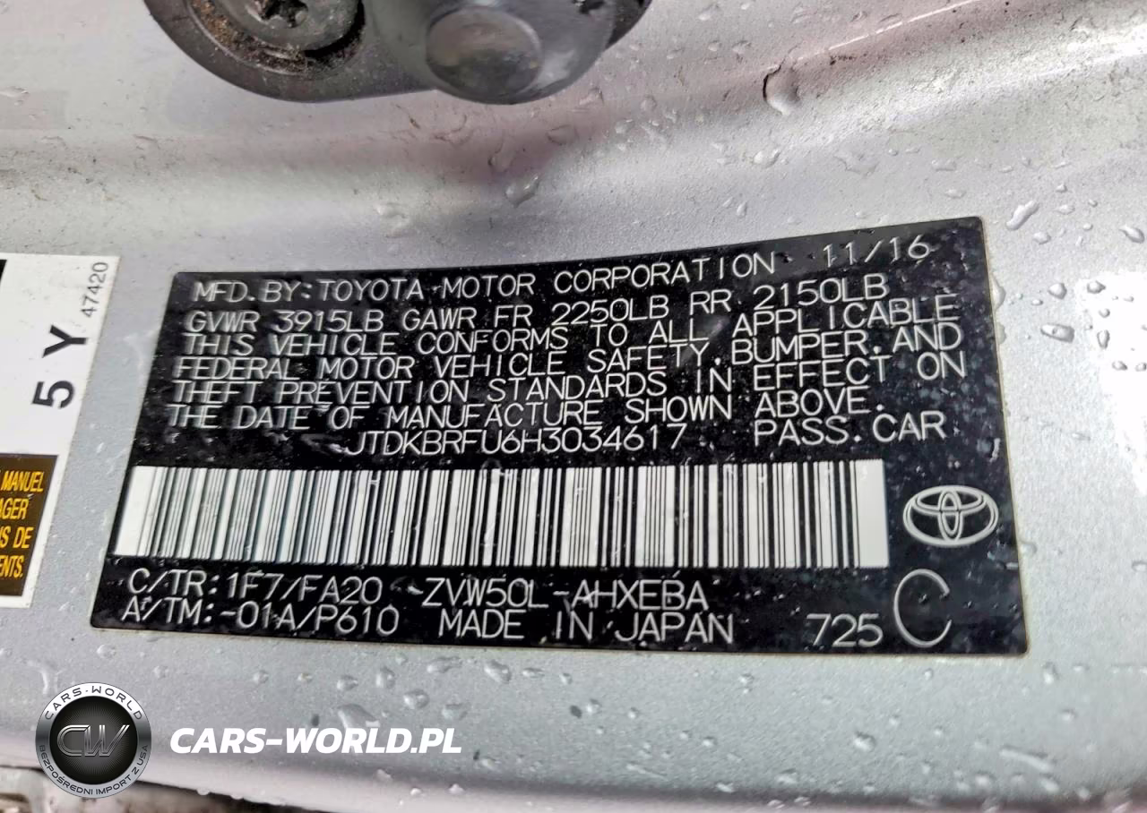 2017 Toyota Prius Two VIN:JTDKBRFU6H3034617 - 12