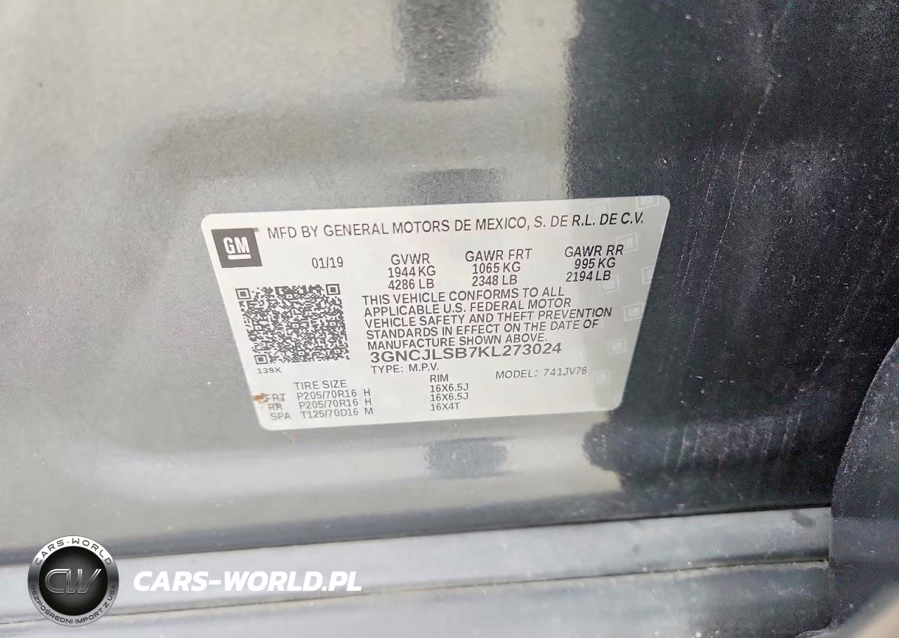 2019 Chevrolet Trax 1Lt VIN:3GNCJLSB7KL273024 - 14