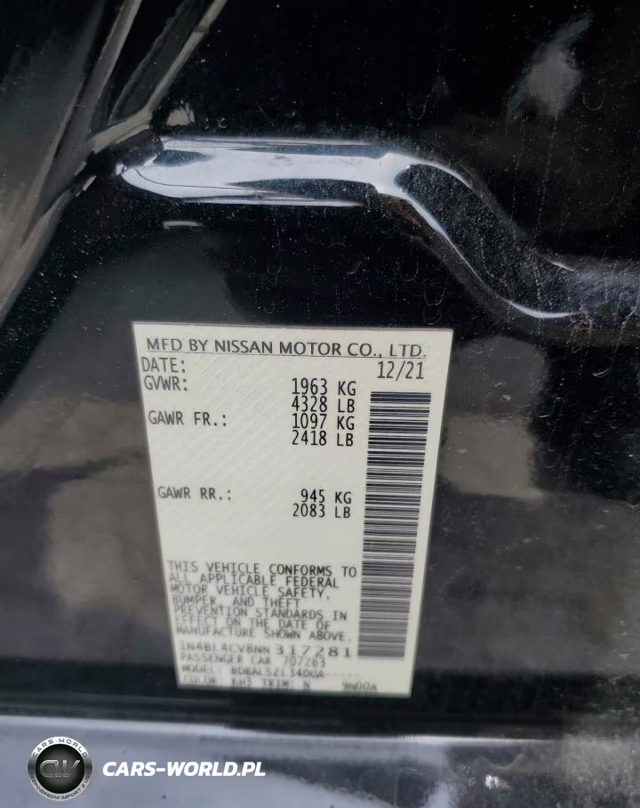 2022 Nissan Altima Sr VIN:1N4BL4CV8NN317281 - 12