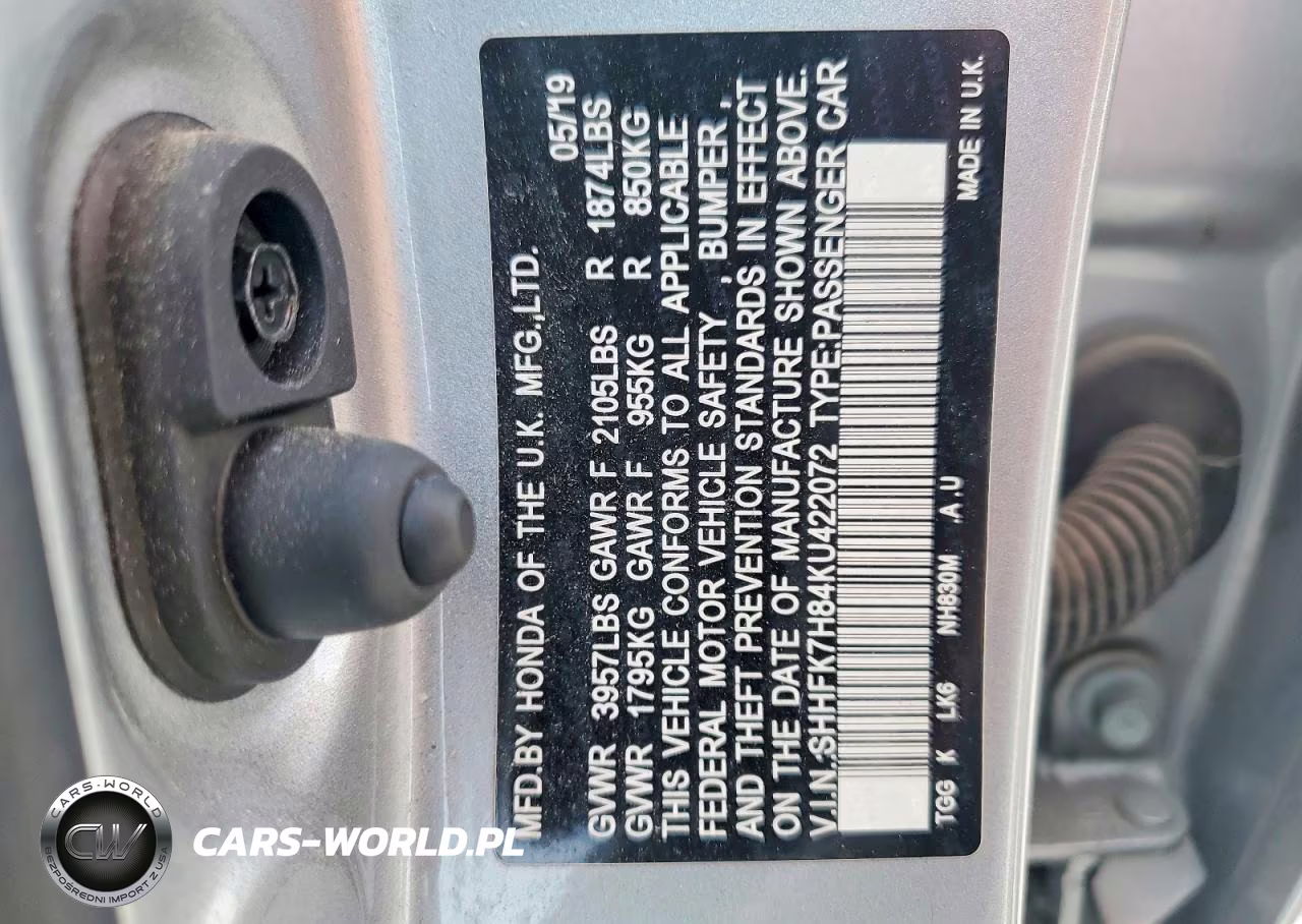 2019 Honda Civic VIN:SHHFK7H84KU422072 - 13