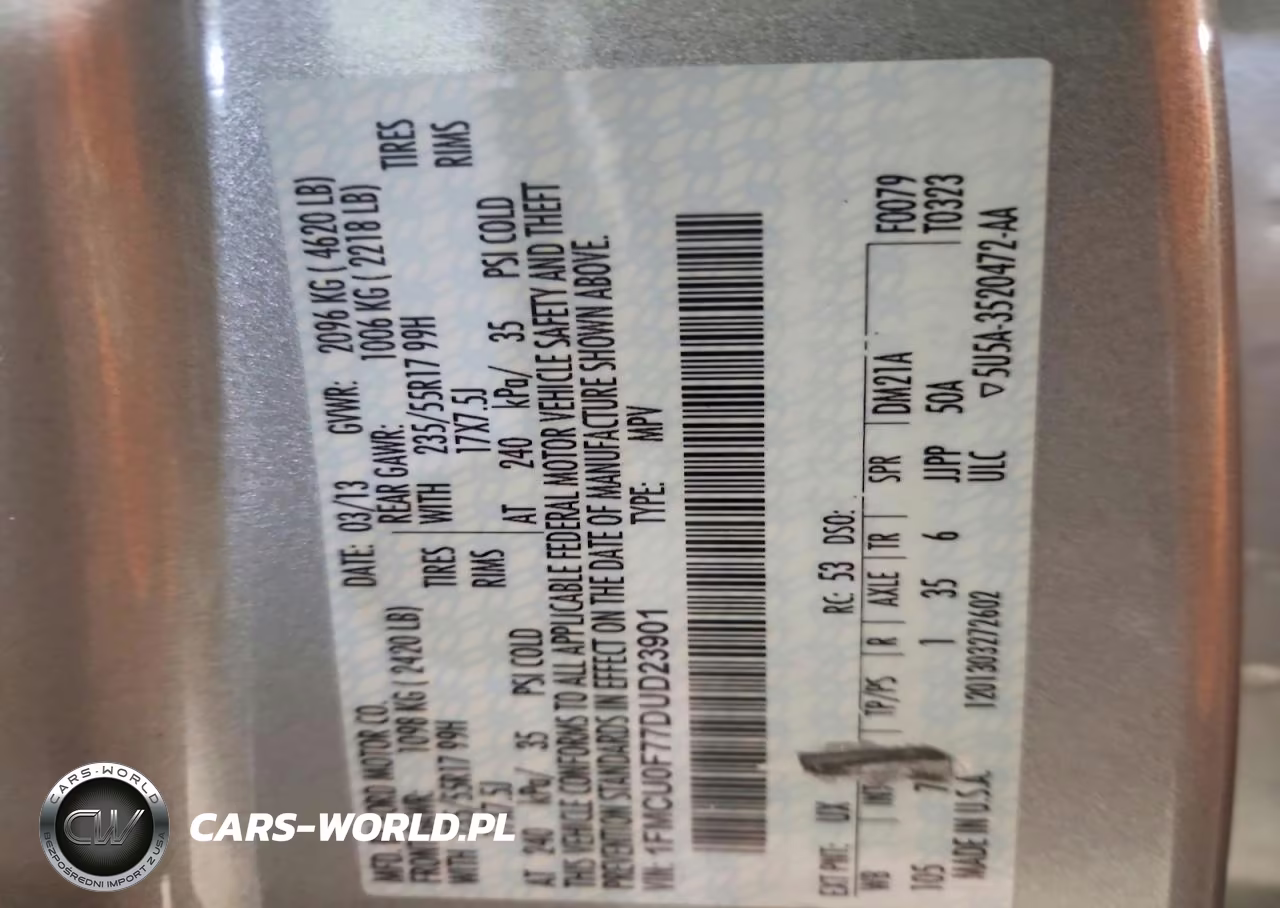 2013 Ford Escape S VIN:1FMCU0F77DUD23901 - 13