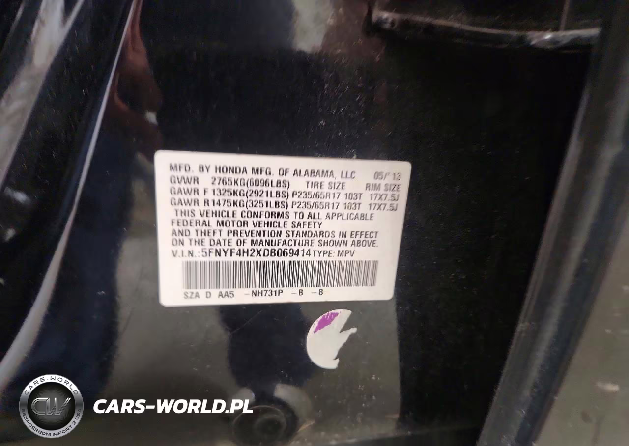 2013 Honda Pilot Lx VIN:5FNYF4H2XDB069414 - 13