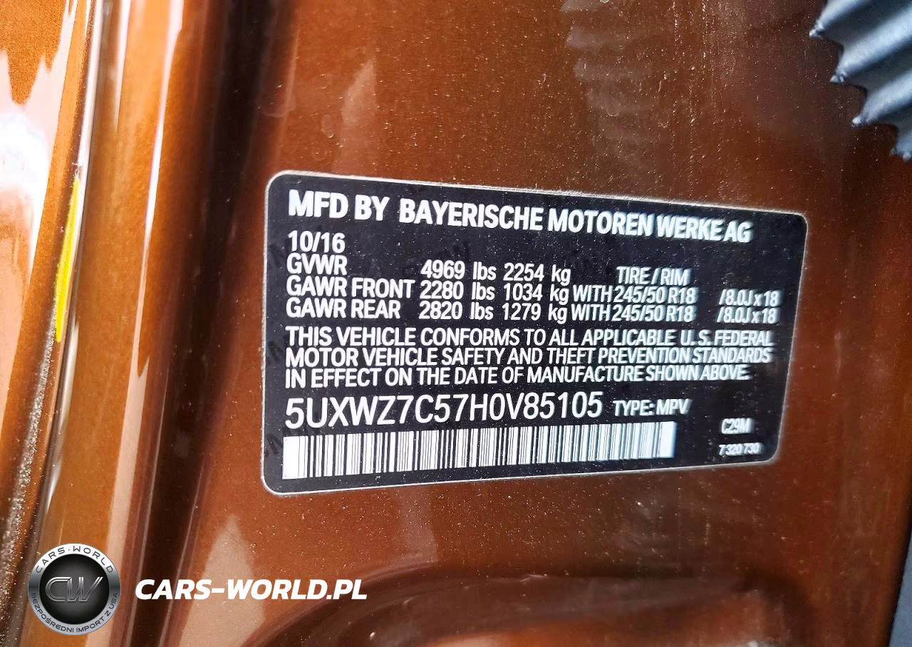 2017 BMW X3 Sdrive28I VIN:5UXWZ7C57H0V85105 - 13
