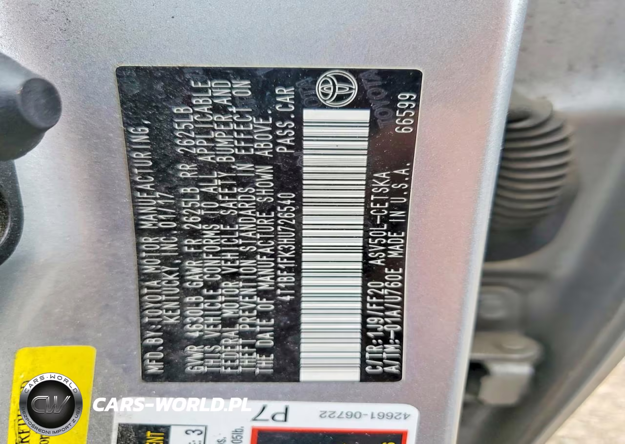 2017 Toyota Camry Se VIN:4T1BF1FK3HU726540 - 12