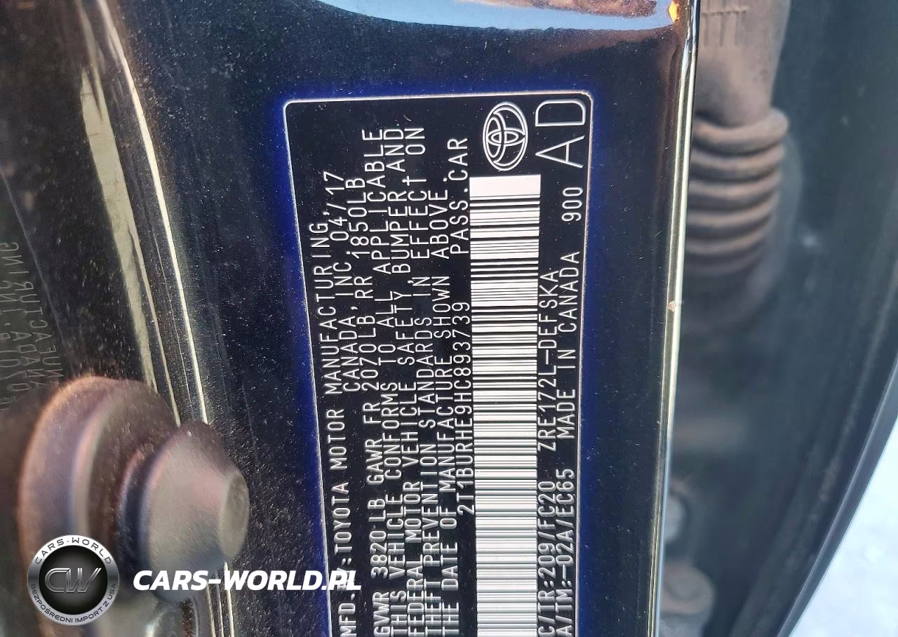 2017 Toyota Corolla Se VIN:2T1BURHE9HC893739 - 13