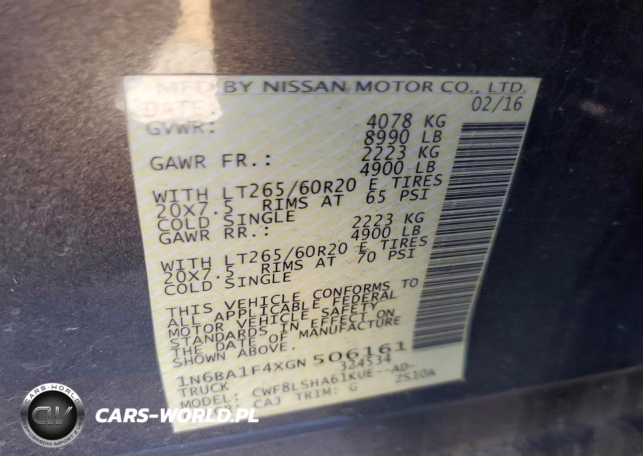2016 Nissan Titan Xd Sv VIN:1N6BA1F4XGN506161 - 13