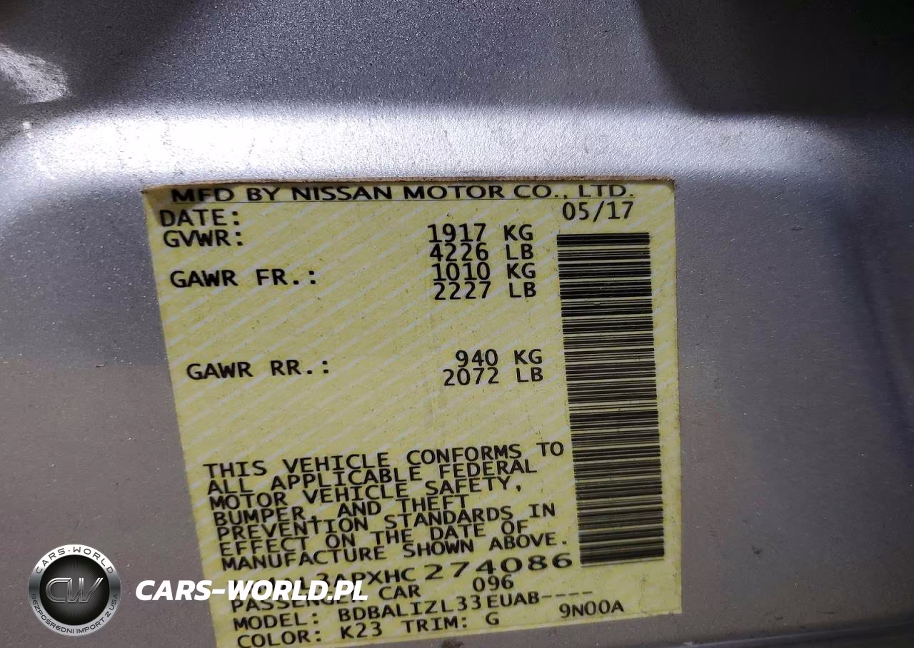 2017 Nissan Altima 2.5 Sv VIN:1N4AL3APXHC274086 - 12