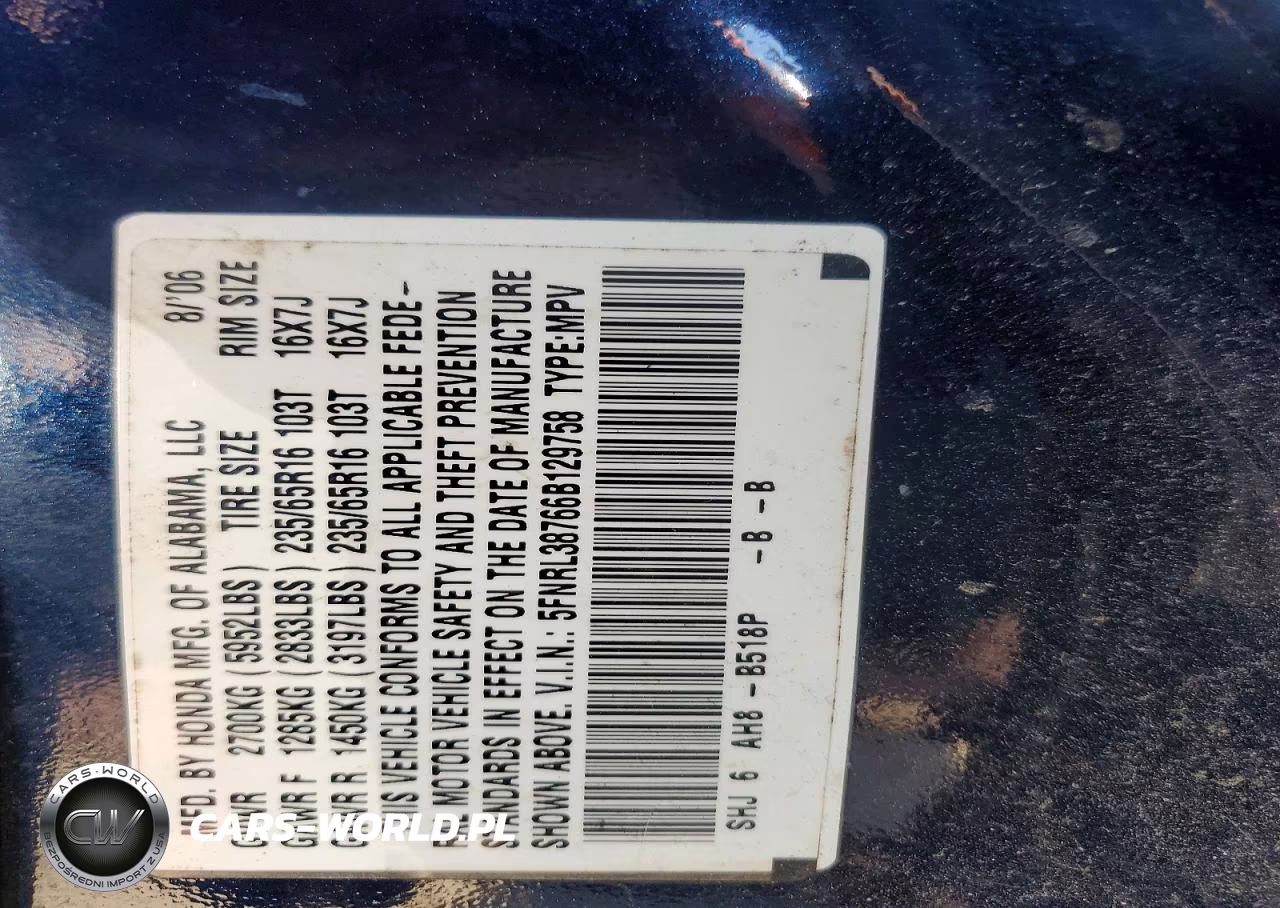 2006 Honda Odyssey Exl VIN:5FNRL38766B129758 - 14