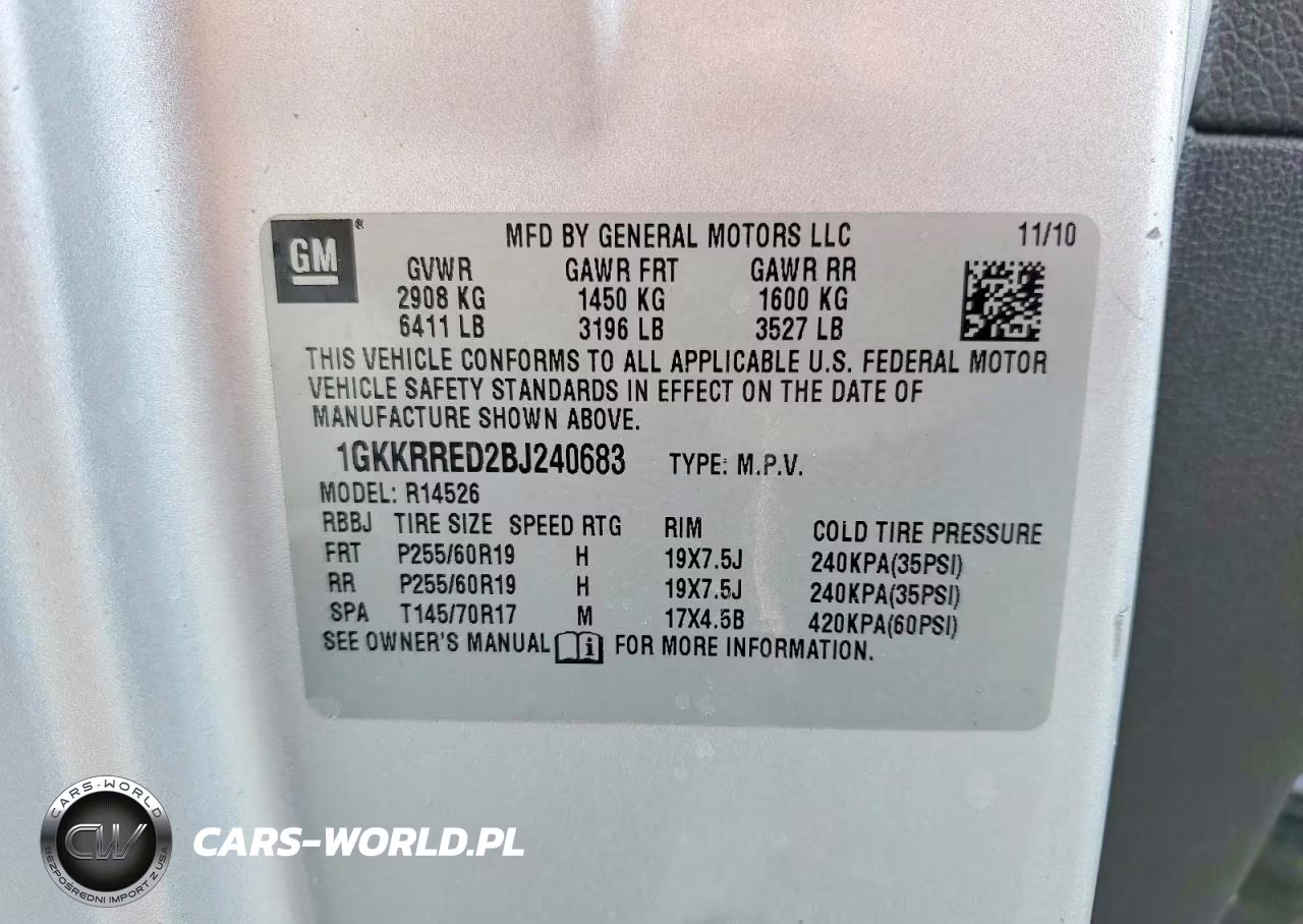 2011 GMC Acadia Slt-1 VIN:1GKKRRED2BJ240683 - 13