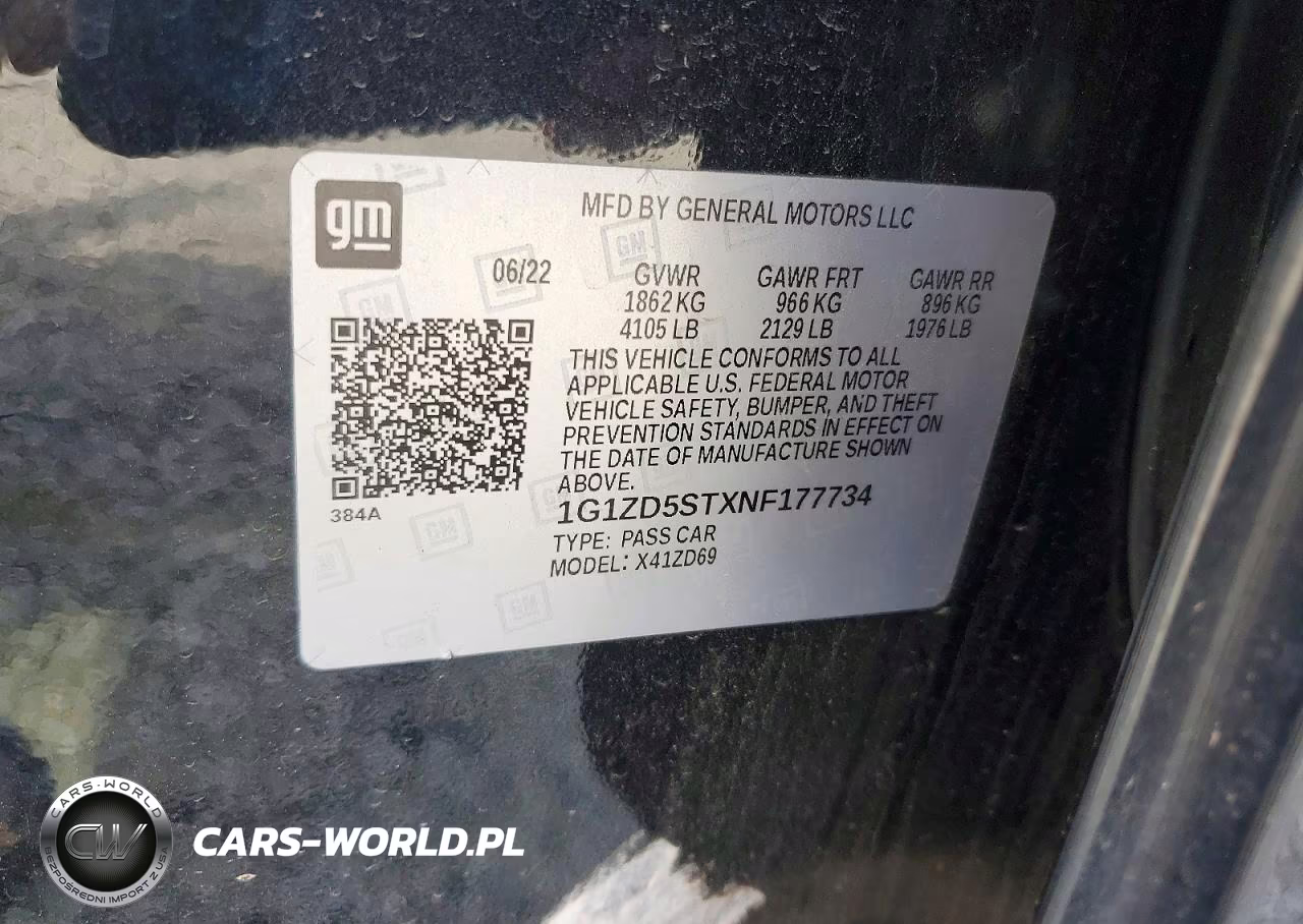2022 Chevrolet Malibu Lt VIN:1G1ZD5STXNF177734 - 12