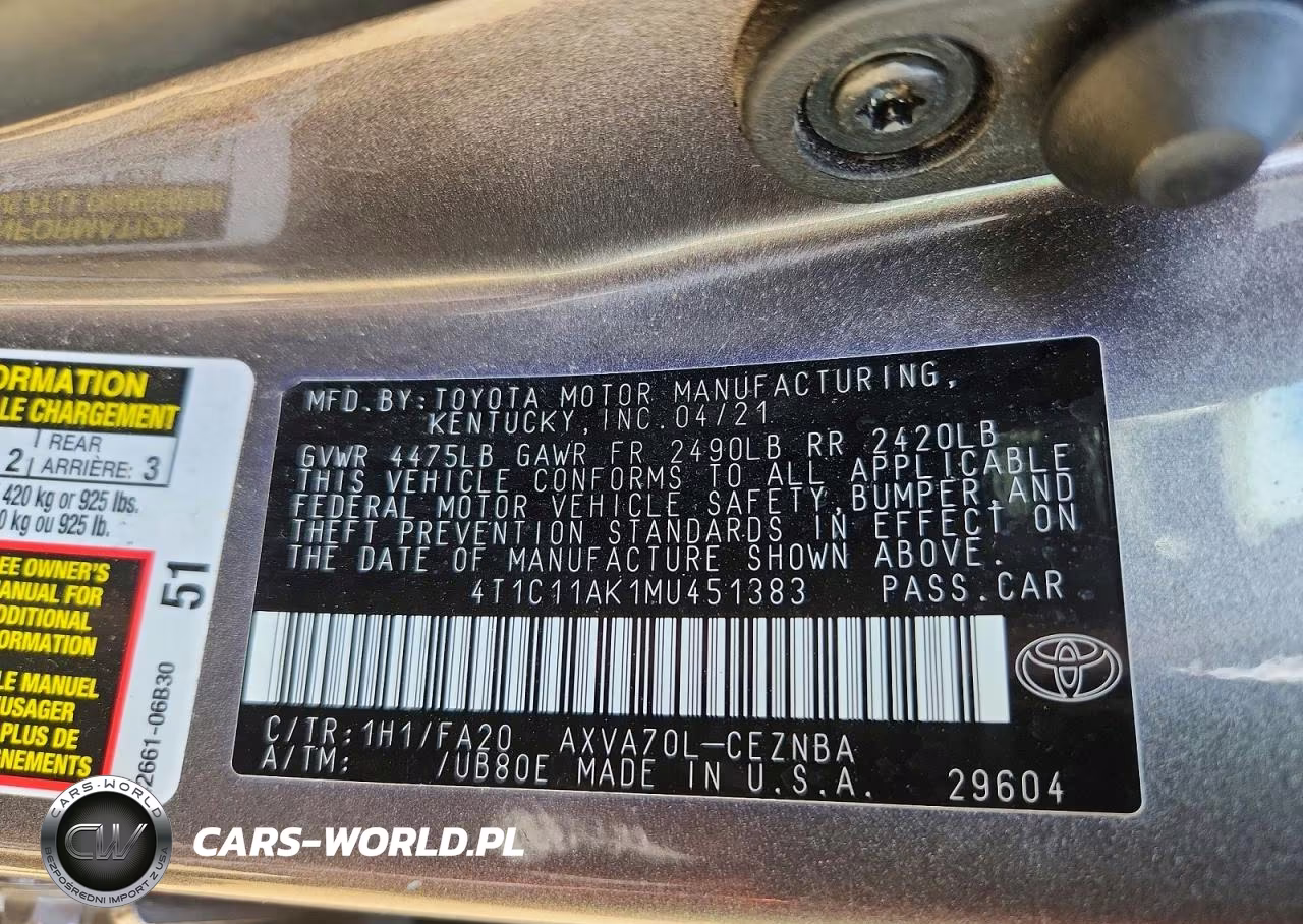 2021 Toyota Camry Le VIN:4T1C11AK1MU451383 - 12
