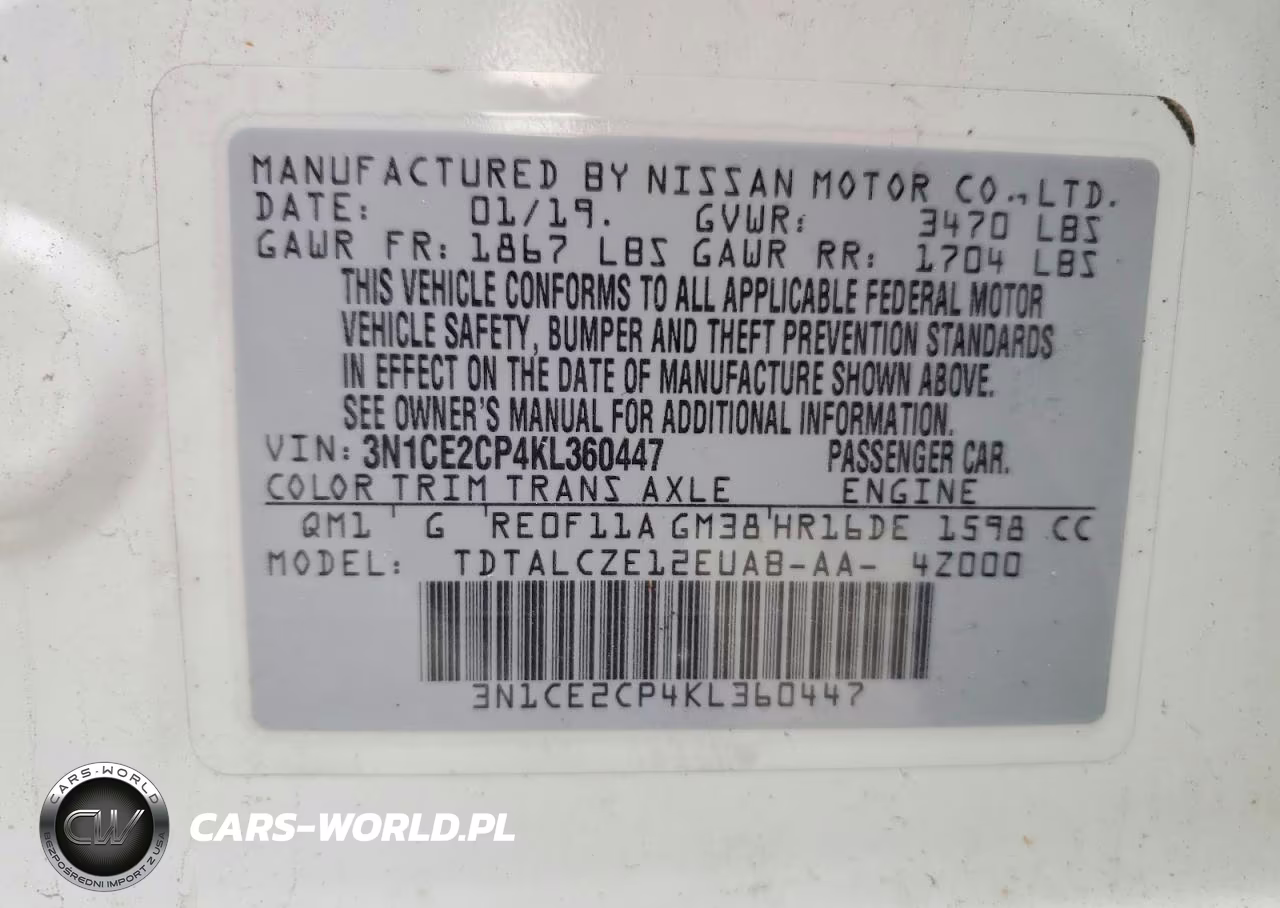 2019 Nissan Versa Note S VIN:3N1CE2CP4KL360447 - 12