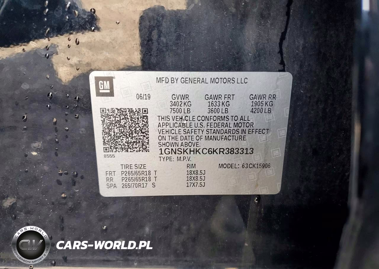 2019 Chevrolet Suburban K1500 Lt VIN:1GNSKHKC6KR383313 - 13
