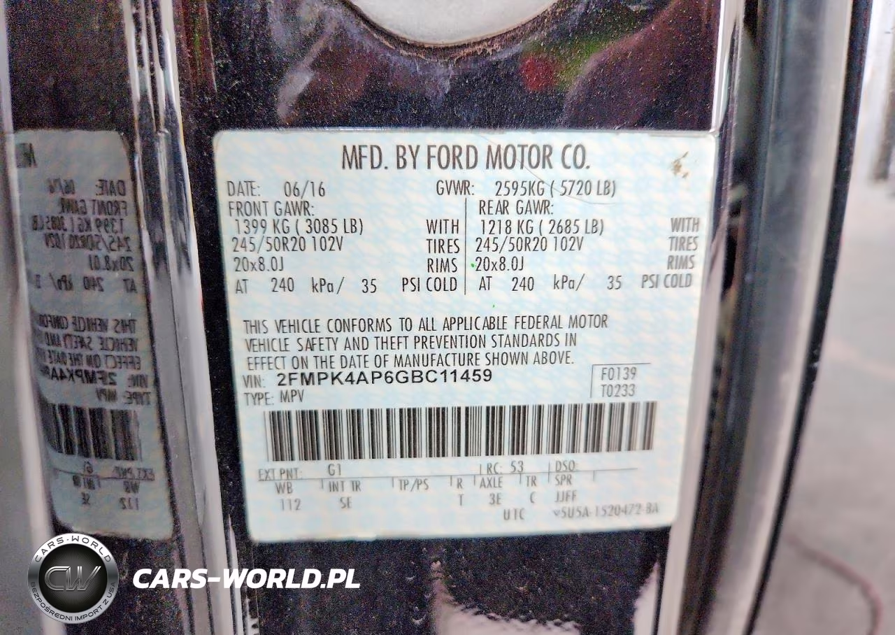 2016 Ford Edge Sport VIN:2FMPK4AP6GBC11459 - 14