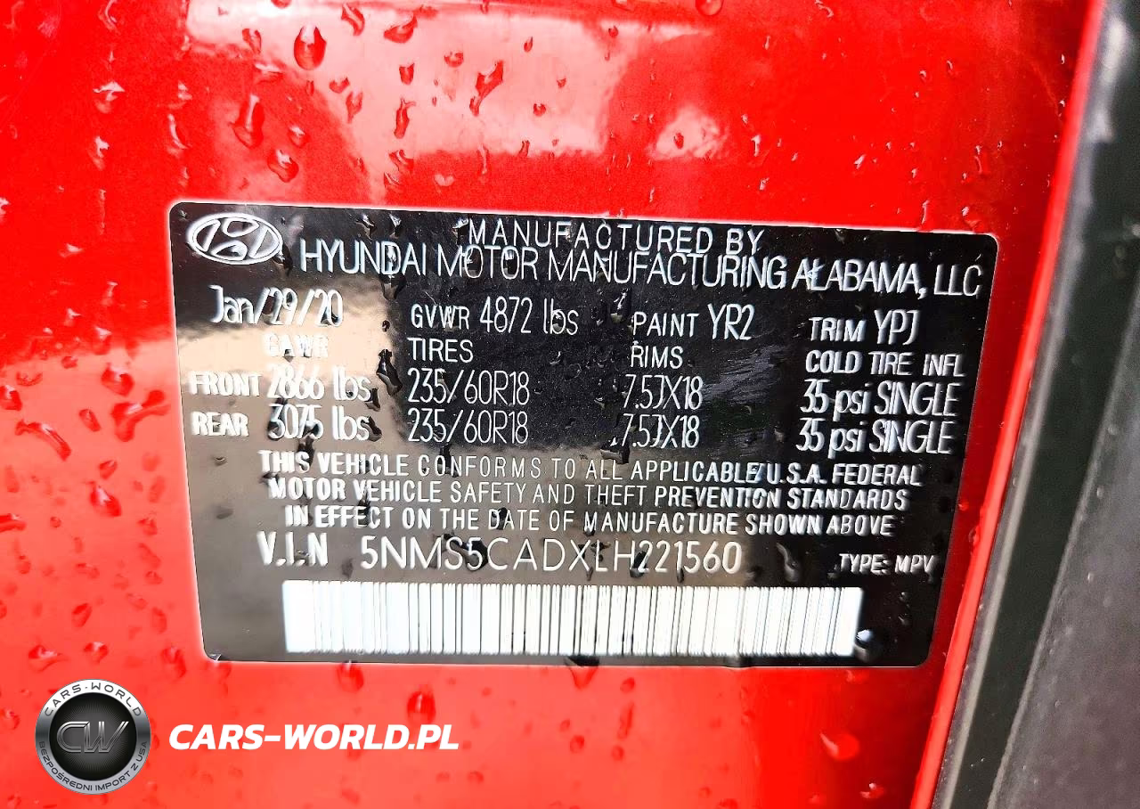 2020 Hyundai Santa Fe Limited VIN:5NMS5CADXLH221560 - 12