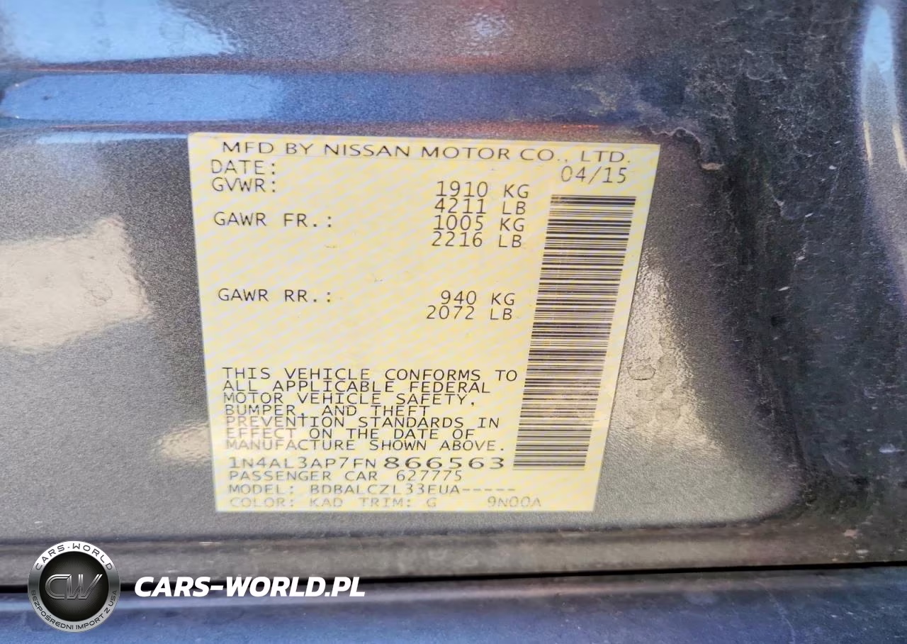 2015 Nissan Altima 2.5 S VIN:1N4AL3AP7FN866563 - 12