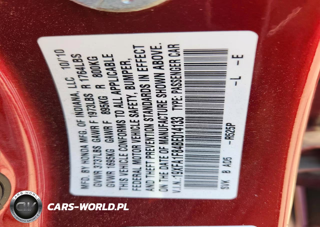 2011 Honda Civic VIN:19XFA1F84BE014133 - 12