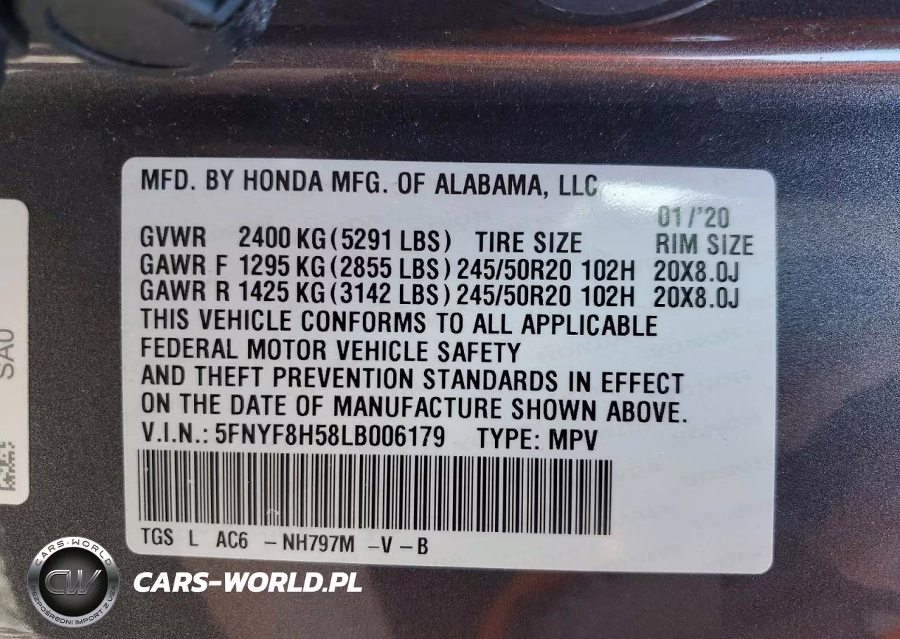 2020 Honda Passport Exl VIN:5FNYF8H58LB006179 - 14
