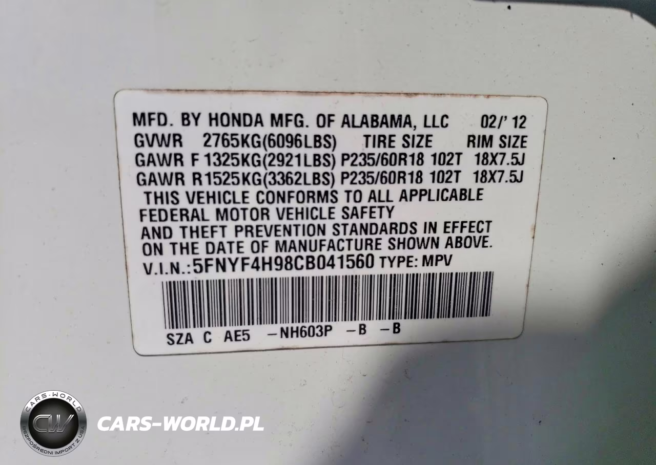 2012 Honda Pilot Touring VIN:5FNYF4H98CB041560 - 13