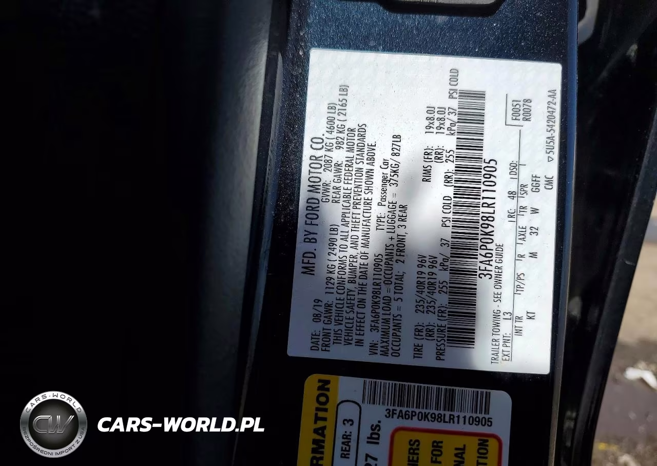 2020 Ford Fusion VIN:3FA6P0K98LR110905 - 12