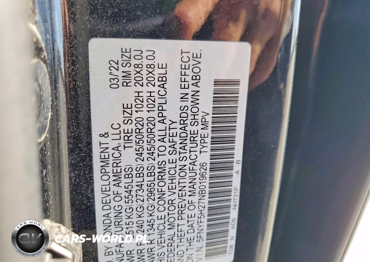 2022 Honda Pilot Se VIN:5FNYF5H27NB019626 - 13