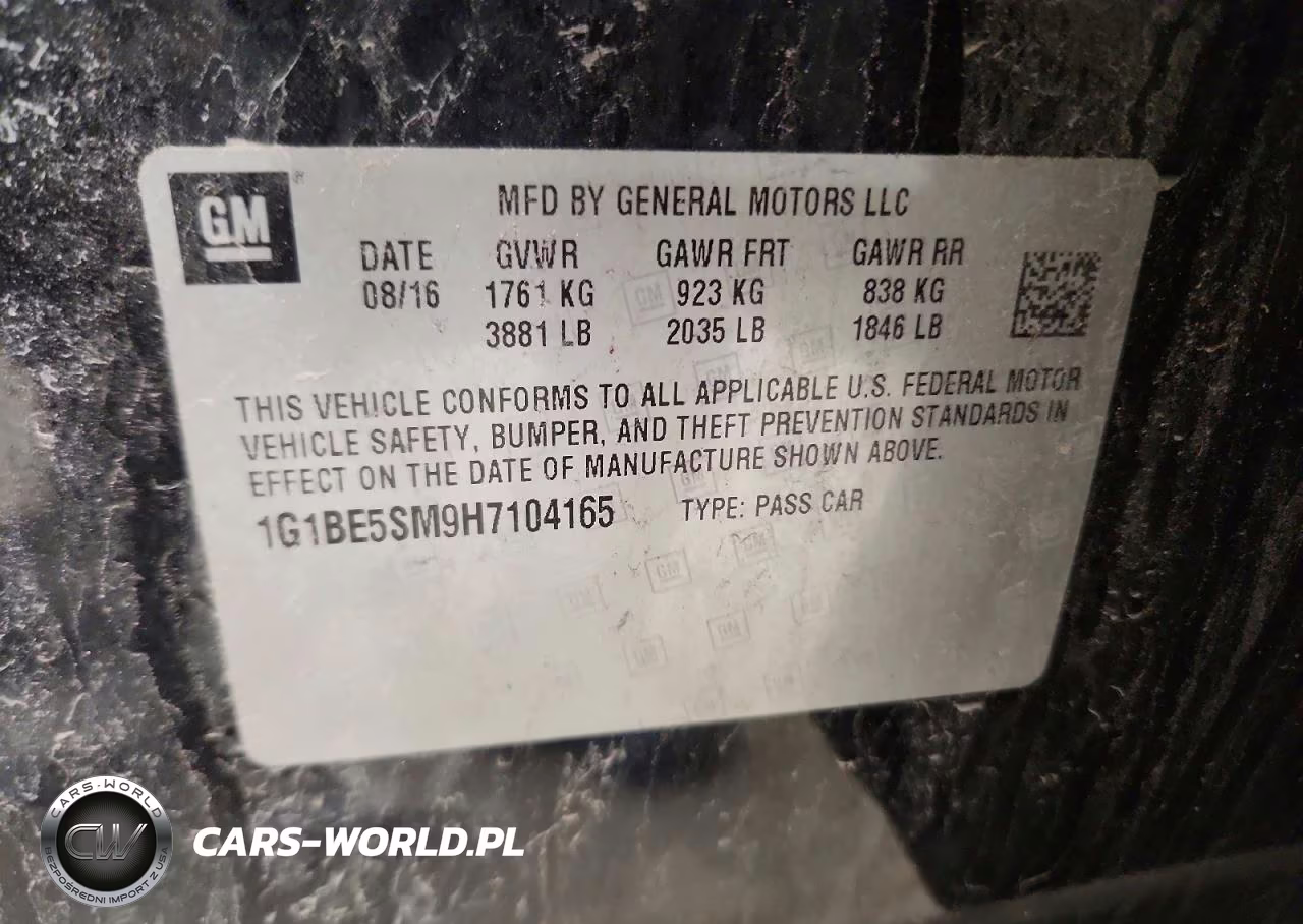 2017 Chevrolet Cruze Lt VIN:1G1BE5SM9H7104165 - 12