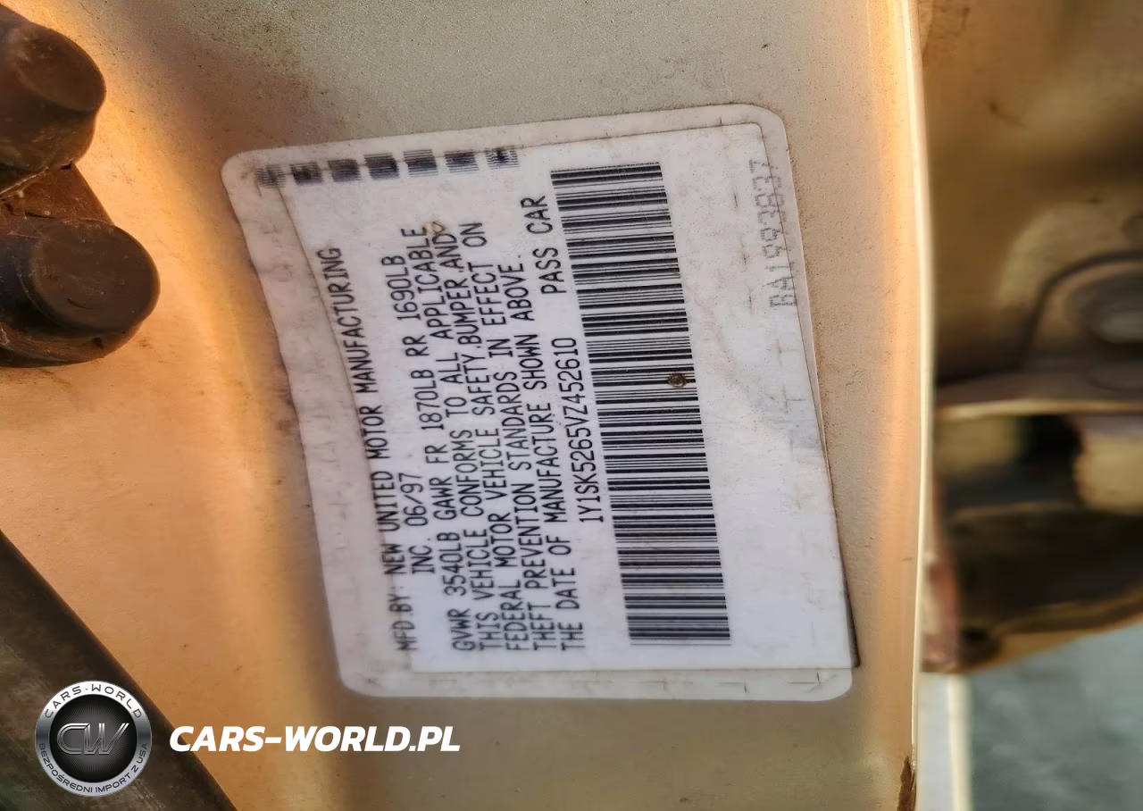 1997 Geo Prizm Base VIN:1Y1SK5265VZ452610 - 12