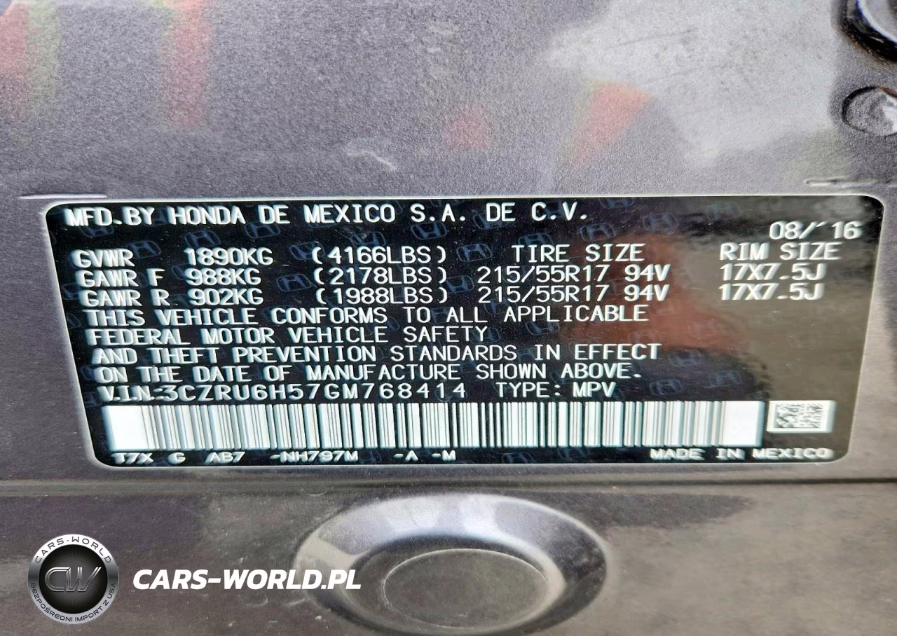 2016 Honda Hr-V Ex VIN:3CZRU6H57GM768414 - 12