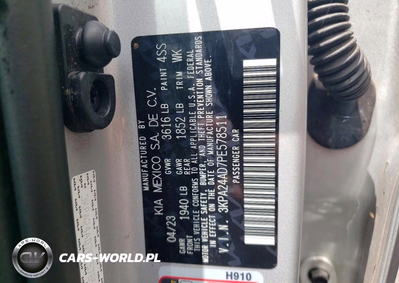 2023 Kia Rio Lx VIN:3KPA24AD7PE578511 - 12