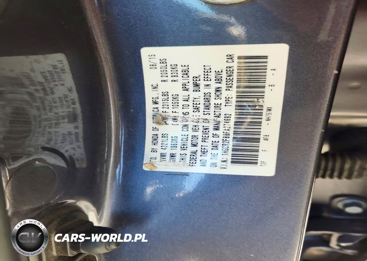 2015 Honda Accord Exl VIN:1HGCR2F88FA274692 - 12