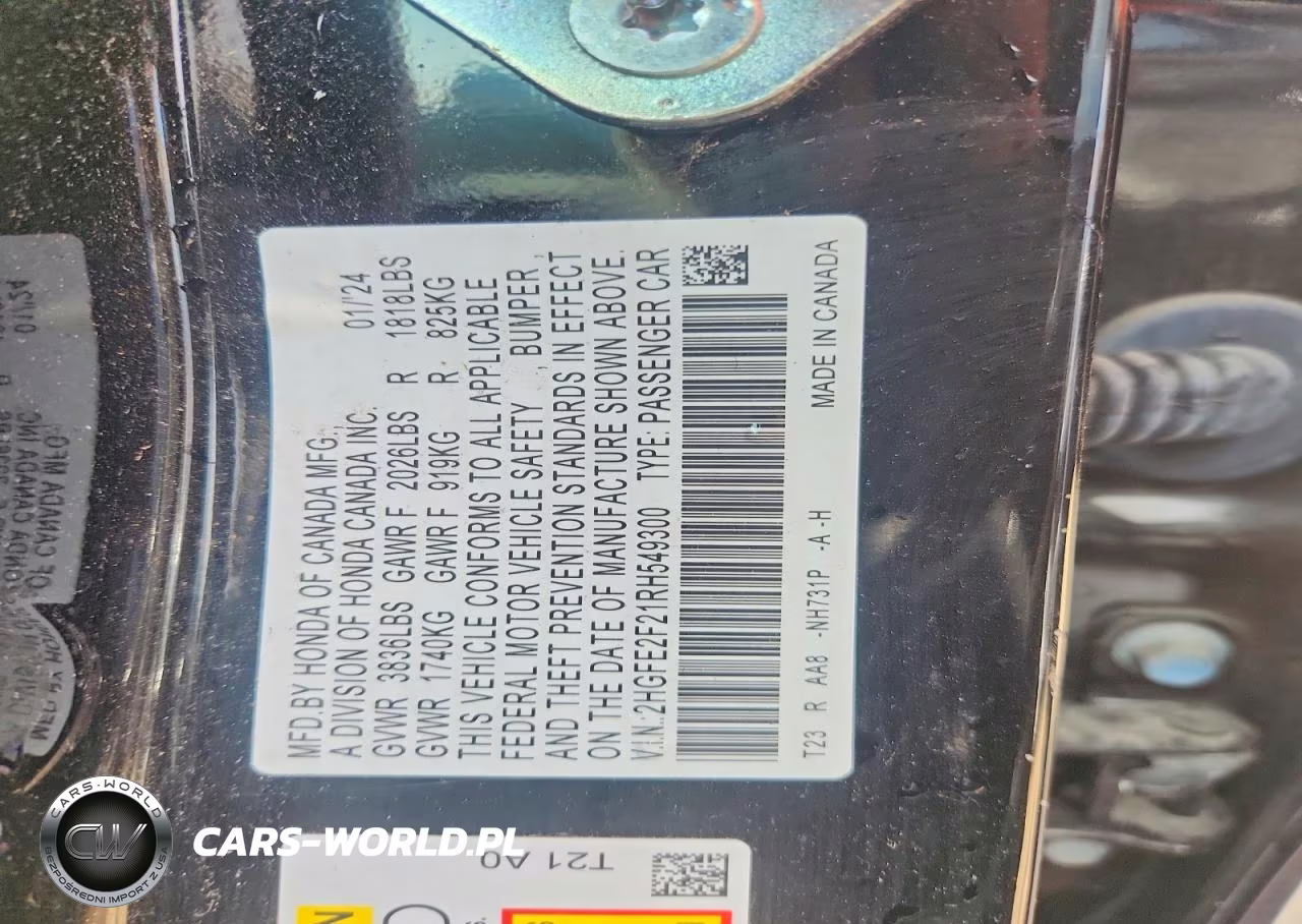 2024 Honda Civic Lx VIN:2HGFE2F21RH549300 - 12
