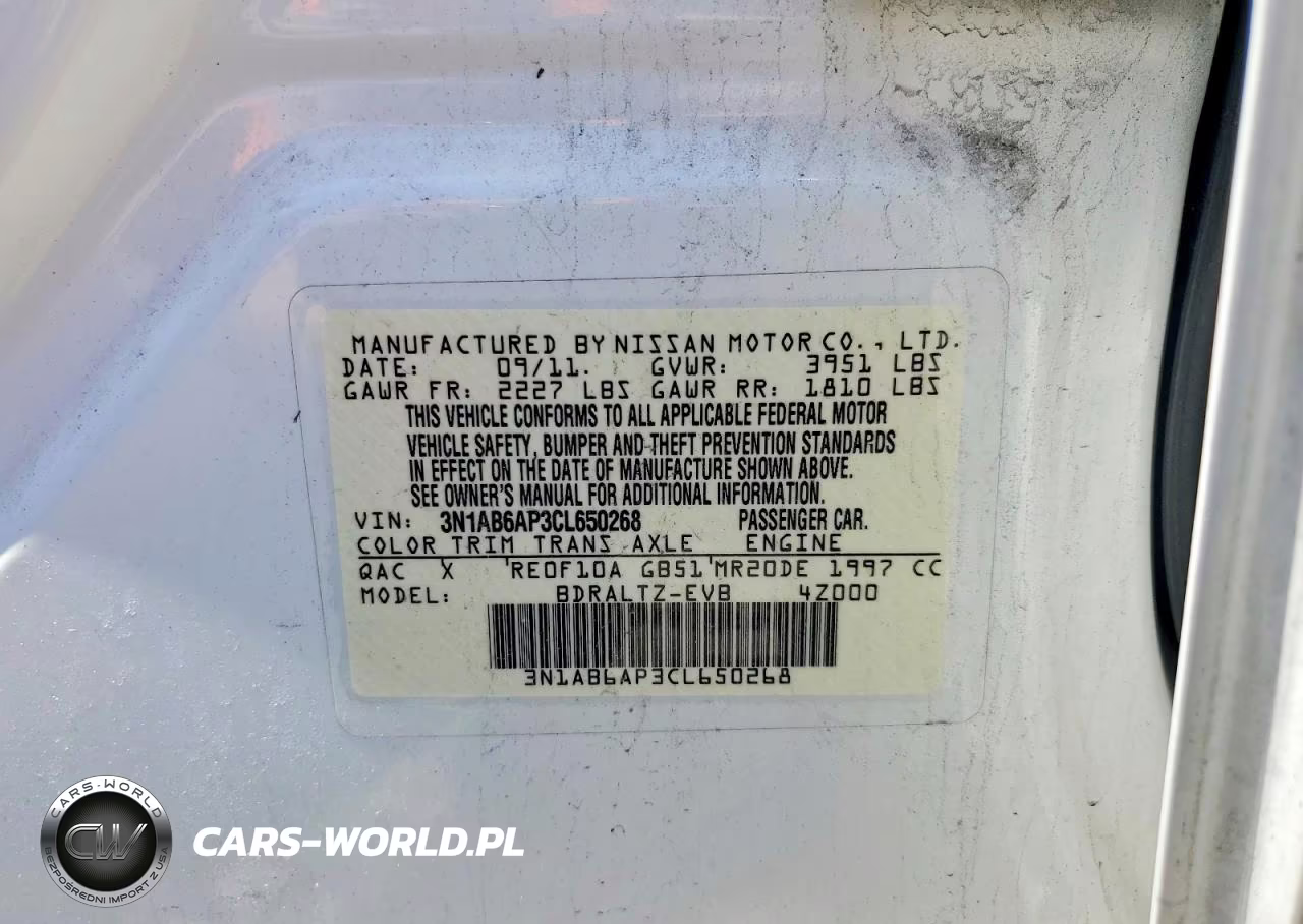 2012 Nissan Sentra 2.0 VIN:3N1AB6AP3CL650268 - 12
