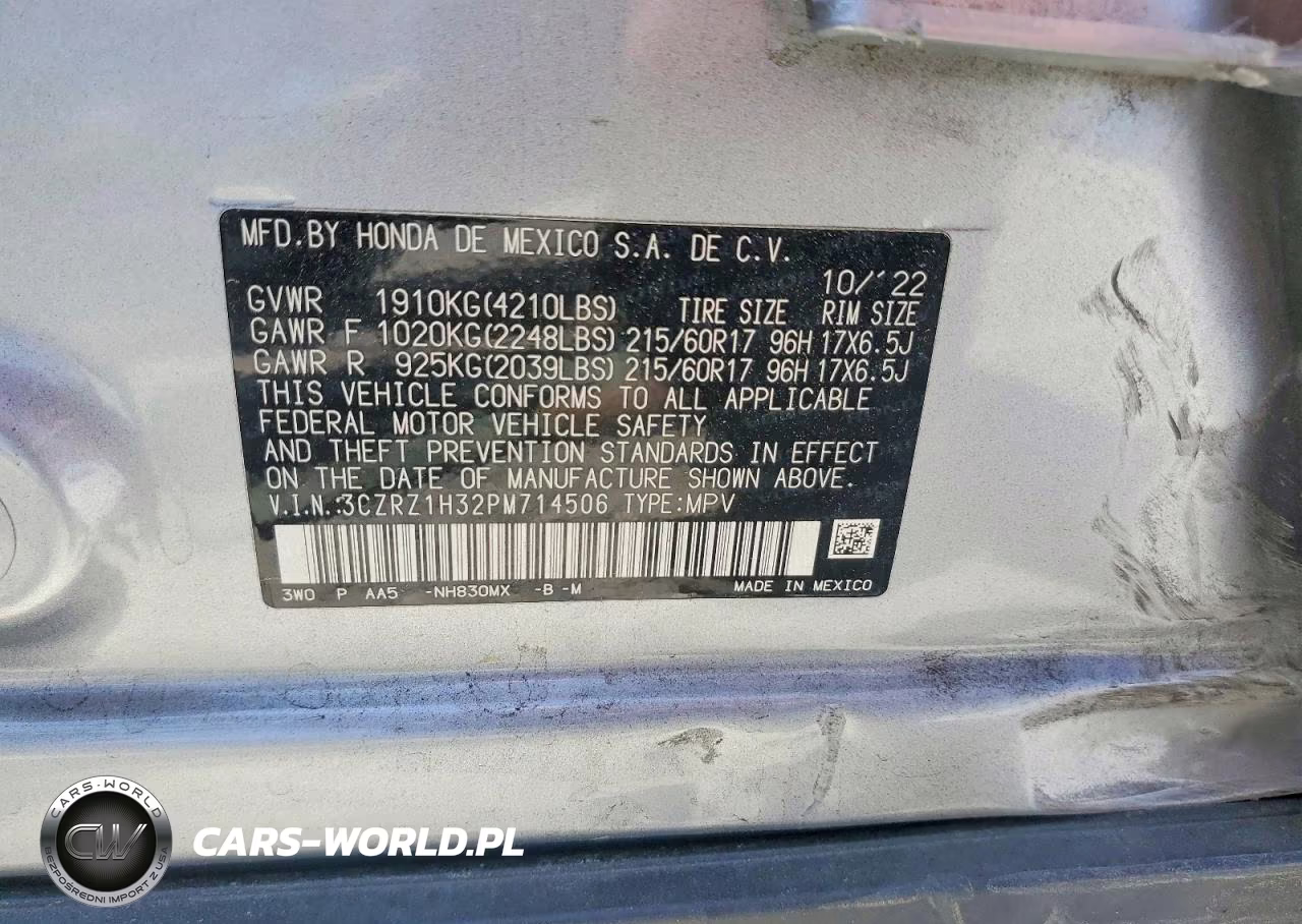 2023 Honda Hr-V Lx VIN:3CZRZ1H32PM714506 - 12