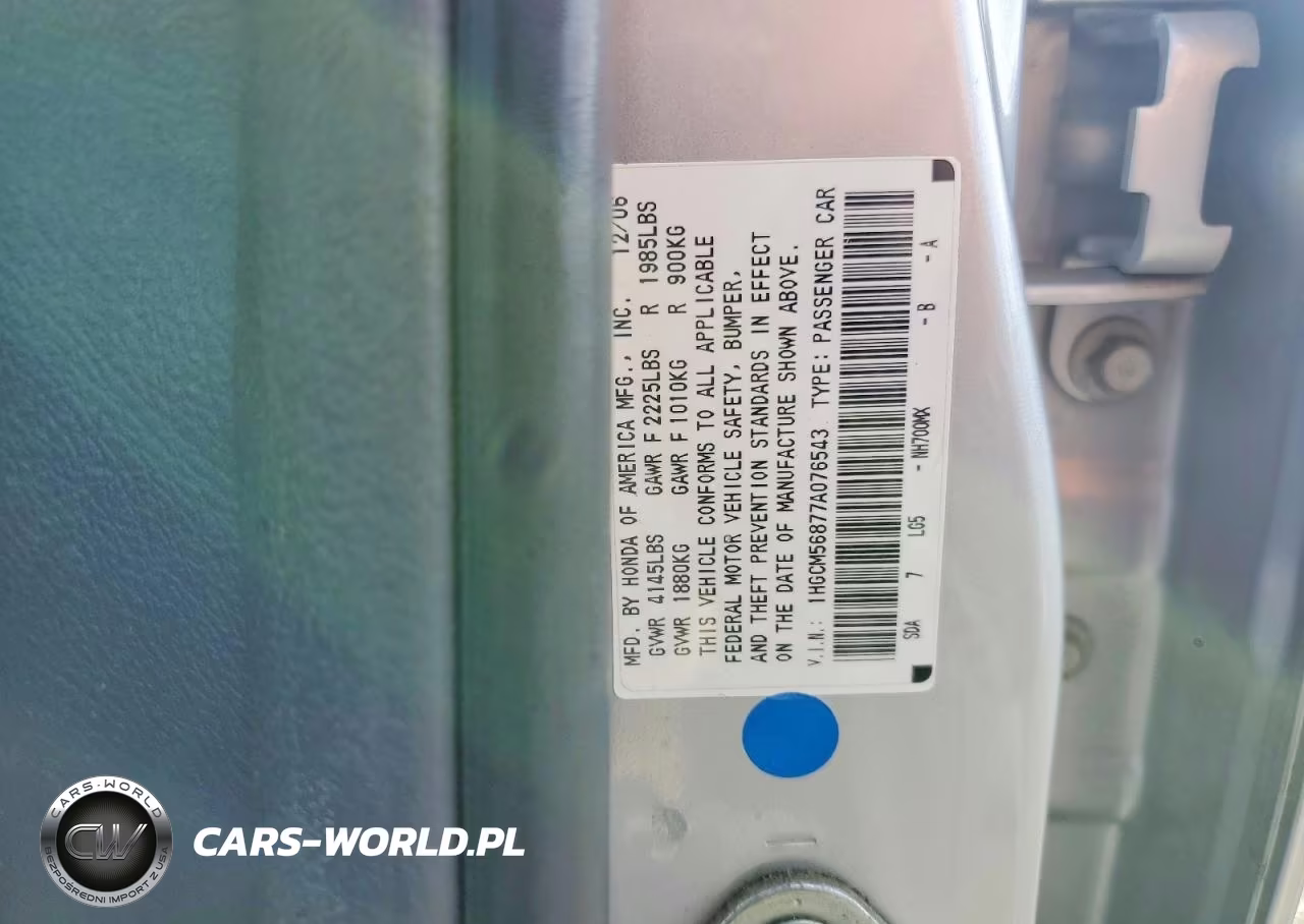 2007 Honda Accord Ex VIN:1HGCM56877A076543 - 12