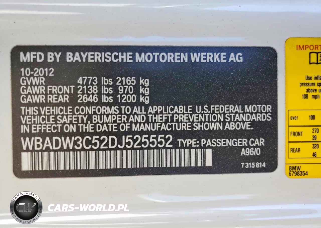 2013 BMW 328 I VIN:WBADW3C52DJ525552 - 12