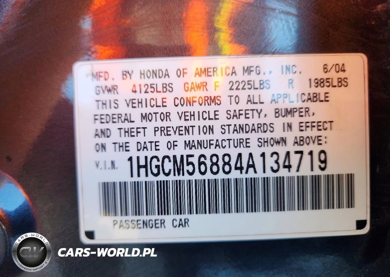 2004 Honda Accord Ex VIN:1HGCM56884A134719 - 12
