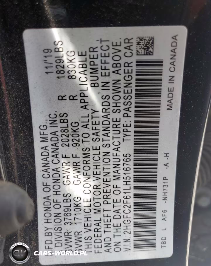 2020 Honda Civic Lx VIN:2HGFC2F61LH516765 - 13