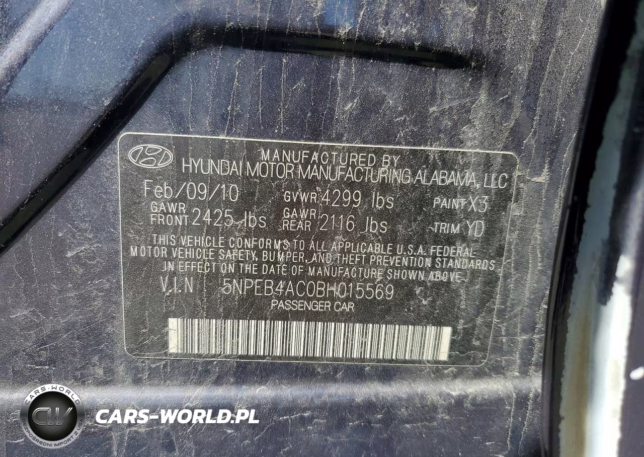 2011 Hyun Sonata VIN:5NPEB4AC0BH015569 - 12