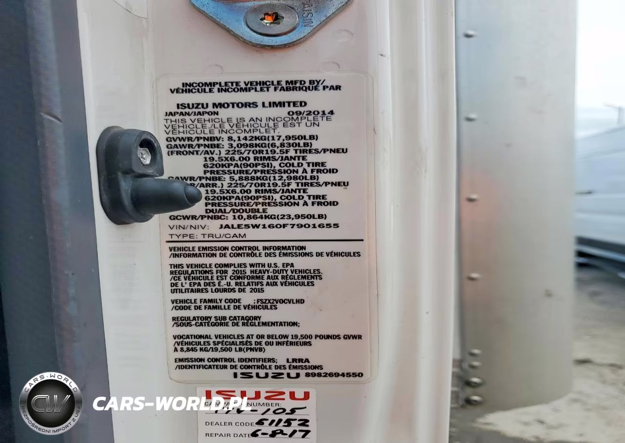 2015 Isuzu Nqr Delivery Truck VIN:JALE5W160F7901655 - 12
