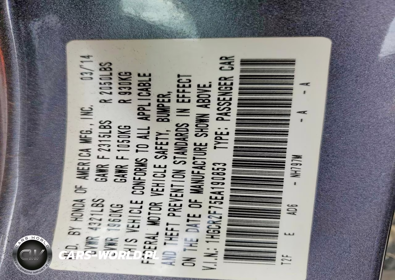 2014 Honda Accord Ex VIN:1HGCR2F75EA190853 - 12