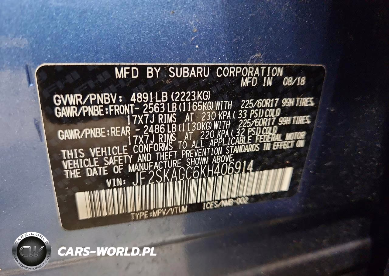 2019 Subaru Forester Premium VIN:JF2SKAGC6KH406914 - 14